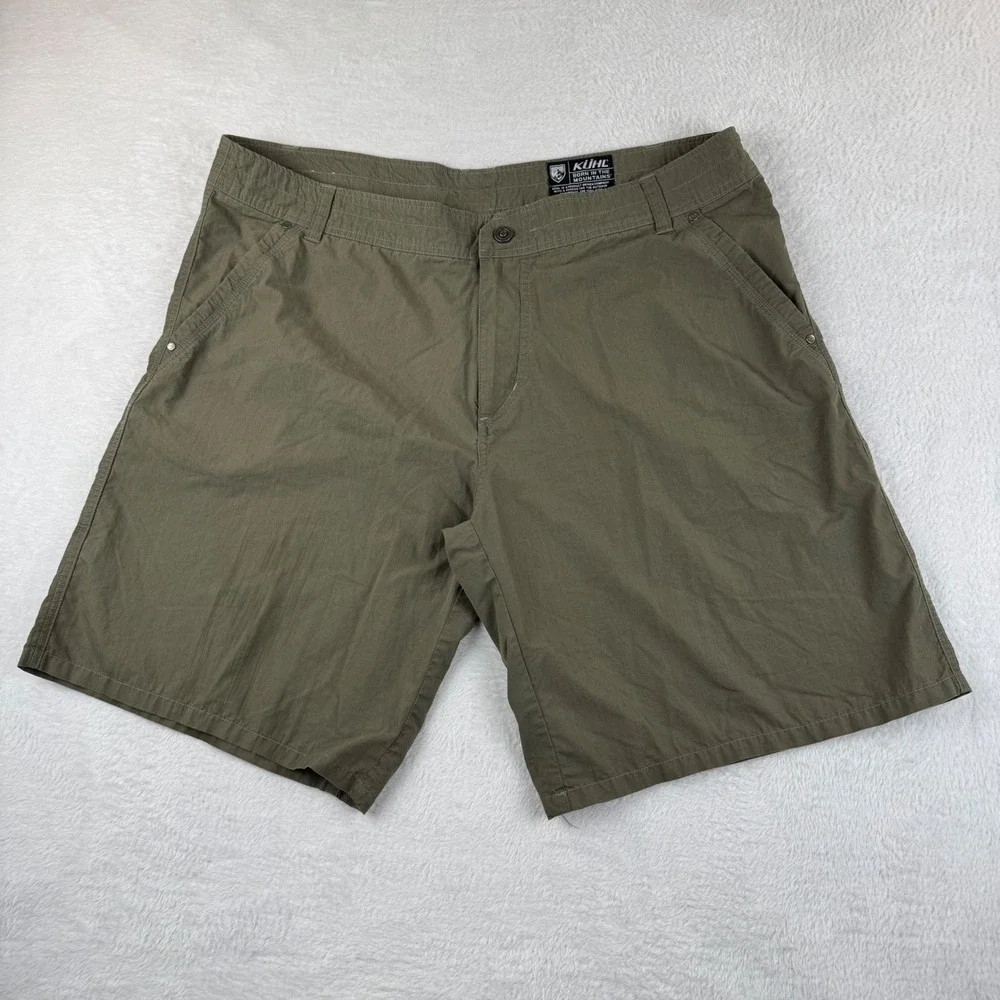 Kuhl Hiking Shorts Mens 42 Olive Green Cotton Nylon Lightweight Outdoor Utility